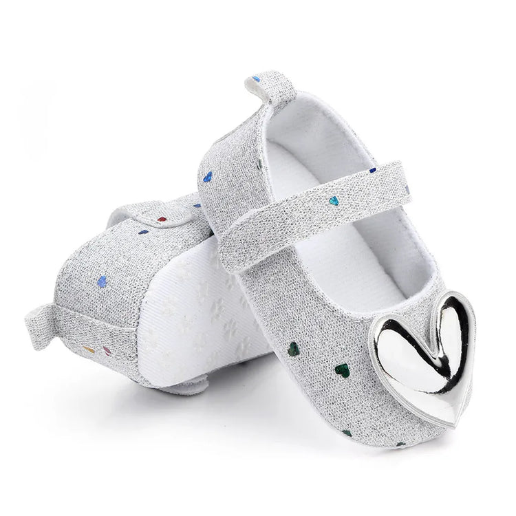 Soft Soled Sequin Heart Princess Shoes for Baby Girls, Summer Indoor Infant Shoes