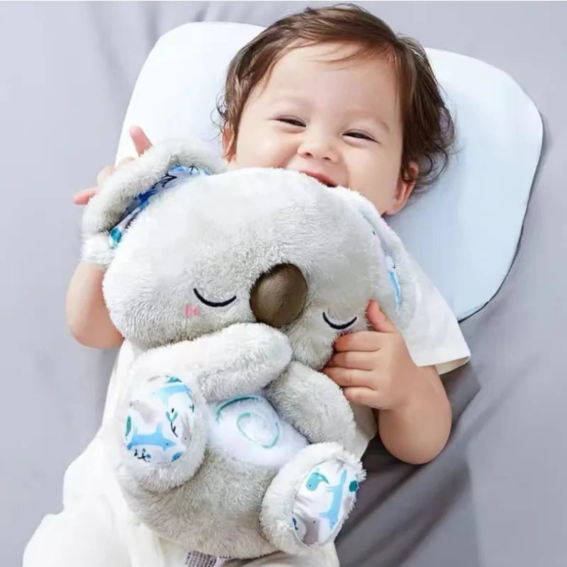 Breathing Bear Baby Soothing Koala Plush Doll Toy Baby Kids Soothing Music Baby Sleeping Companion Sound and Light Doll Toy Gift