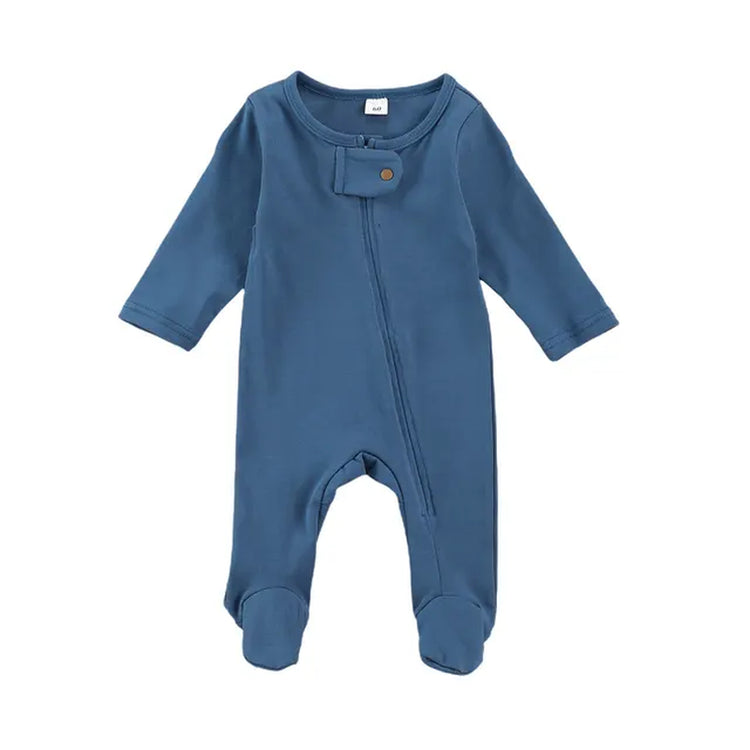 "Infant Newborn Baby Romper with Long Sleeve Zipper Jumpsuit for Autumn and Spring"