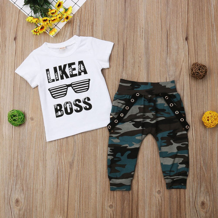 Newborn Infant Toddler Baby Boy Clothes Set (0-3Y) Cute Short Sleeve T-Shirt & Pants Outfits