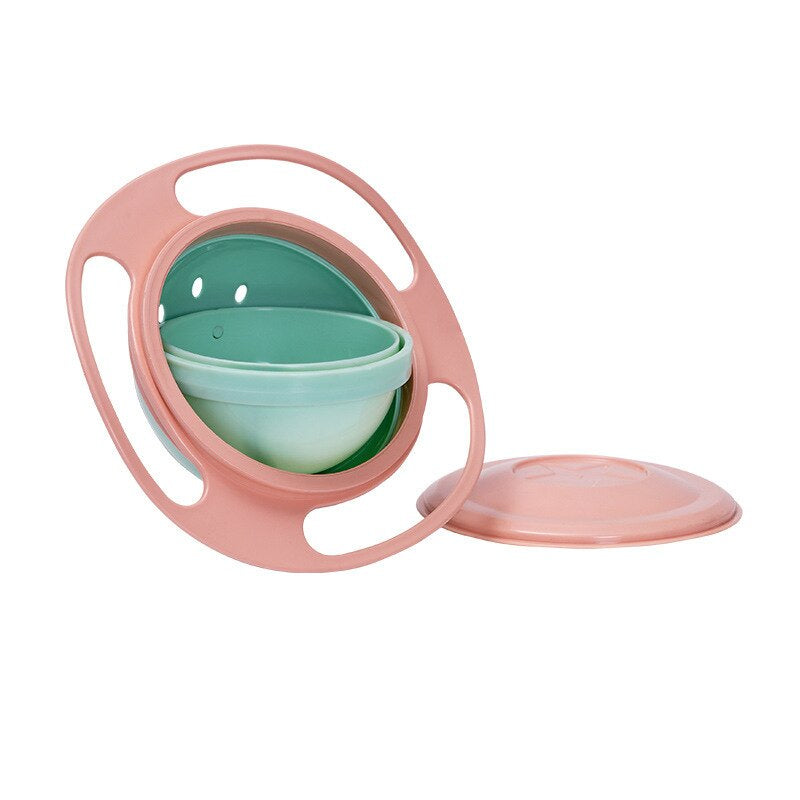 Professional title: "Universal Gyro Bowl - 360 Degree Rotating Spill-Proof Feeding Dish for Children, Baby Training Toy"