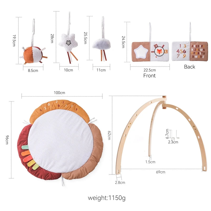 Baby Toys Wooden Play Gym Hanging Mobile Bed Holder Animal Pendant Stroller Baby Toy Bell Wood Rattle Newborn Educational Toy