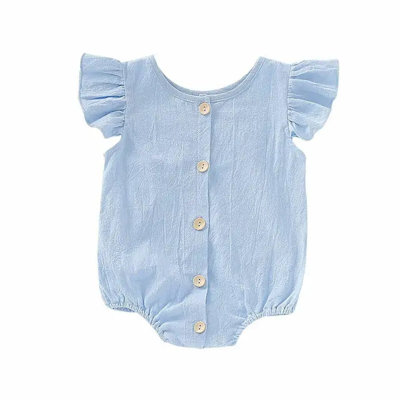 Baby Summer Bodysuits with Ruffles and Short Sleeves - Pure Color, for Girls and Boys