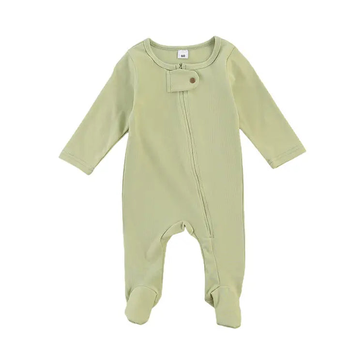 "Infant Newborn Baby Romper with Long Sleeve Zipper Jumpsuit for Autumn and Spring"