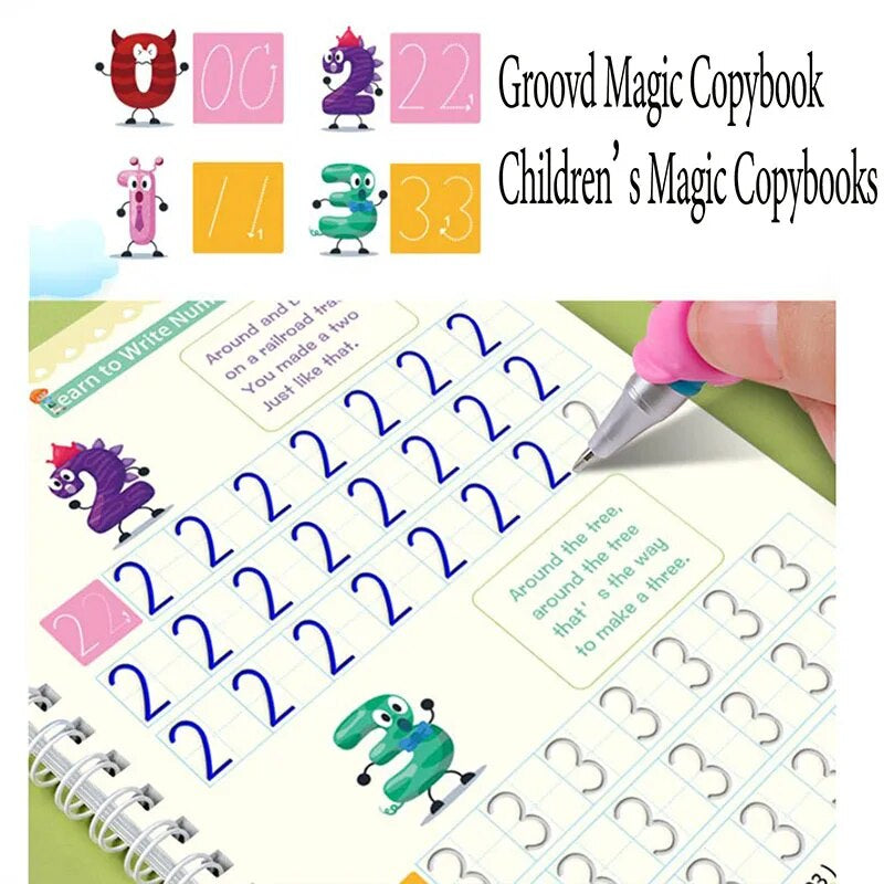 "Reusable Children's Educational Copybooks for Writing, English, Maths, and Drawing Practice"