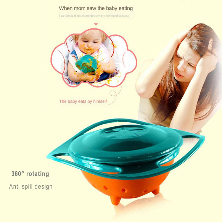 Professional title: "Universal Gyro Bowl - 360 Degree Rotating Spill-Proof Feeding Dish for Children, Baby Training Toy"