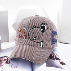 Kids Cartoon Dinosaur Baseball Cap Corduroy Sun Hat with Adjustable Strap