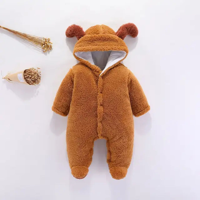 Toddler Winter Jumpsuit with Cartoon Bear Design