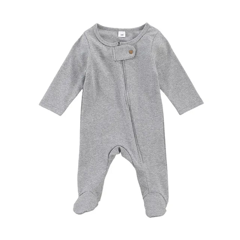 "Infant Newborn Baby Romper with Long Sleeve Zipper Jumpsuit for Autumn and Spring"