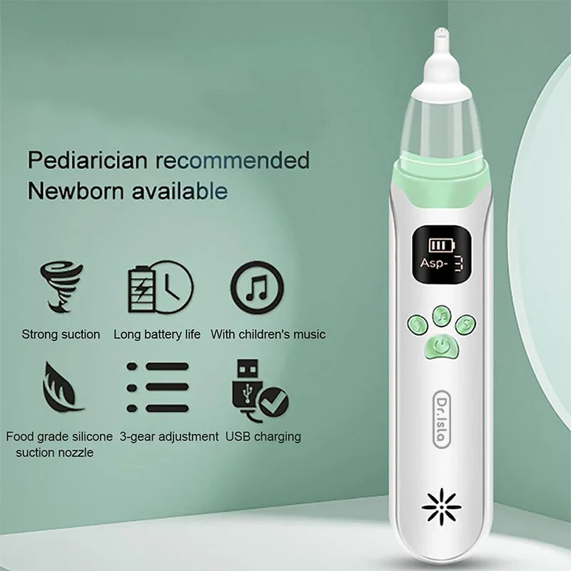 Isla Baby Nasal Aspirator - Silicone Electric Nose Cleaner with Adjustable Suction, Safe and Low Noise