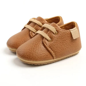 " Baby Shoes: Retro PU Leather Toddler Shoes with Anti-Slip Rubber Sole, Unisex Newborn Moccasins for First Walkers"