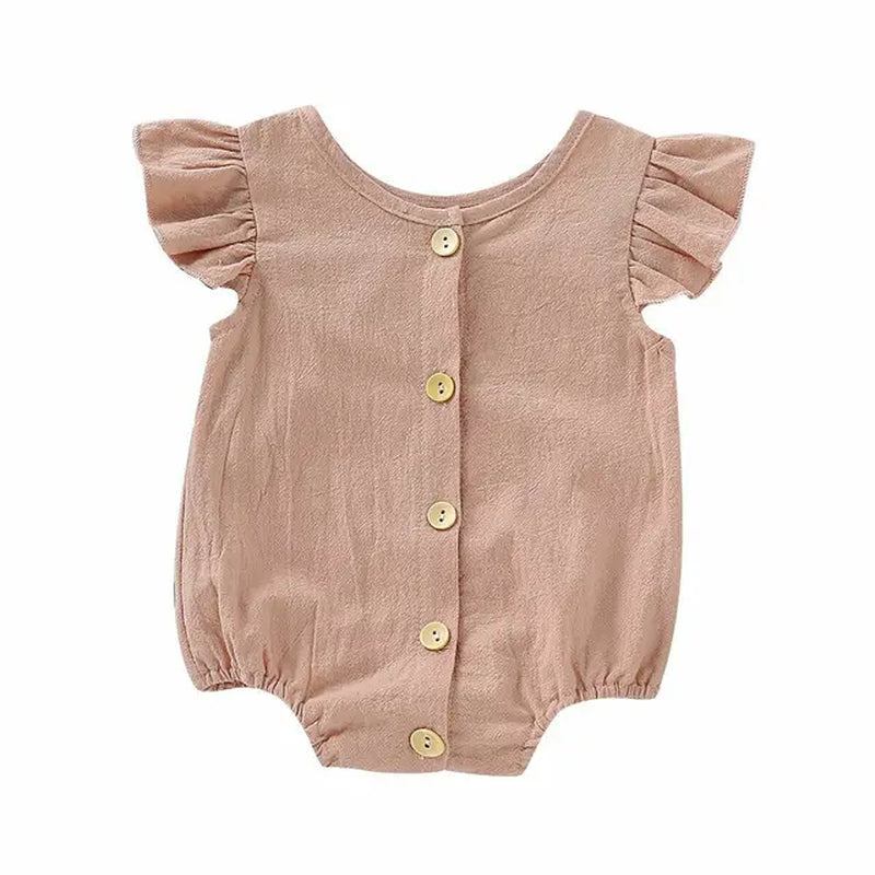 Baby Summer Bodysuits with Ruffles and Short Sleeves - Pure Color, for Girls and Boys