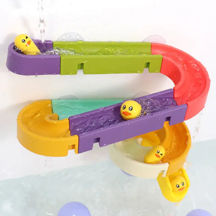 Children's DIY Assembling Track Suction Cup Bath Tub Toy Set with Duck Water Toys