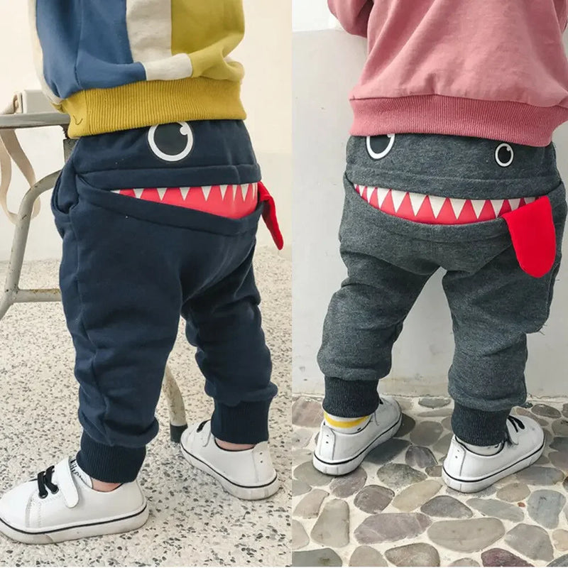 Infant Big Mouth Monster Cartoon Panty Pants - Casual Cotton Toddler Boys Girls Trousers