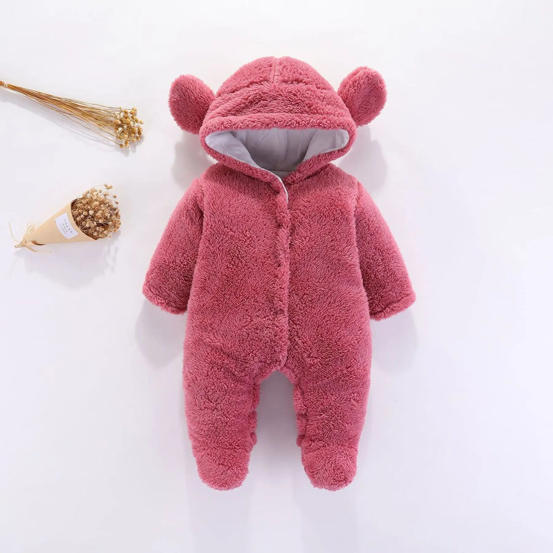 Toddler Winter Jumpsuit with Cartoon Bear Design