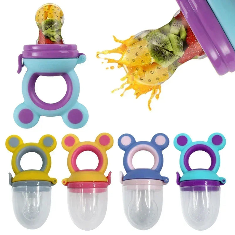 Silicone Baby Feeder - Fresh Food Nibbler for Infants - Bear Shape - Fruit Feeding - Safe Supplies